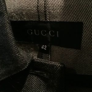 Denim Gucci jacket and skirt